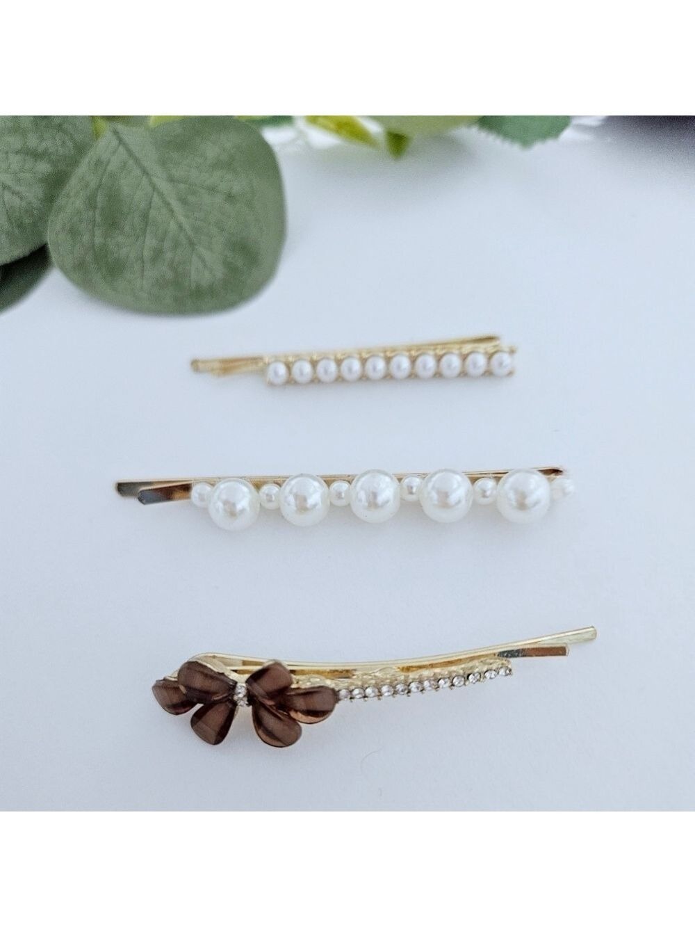 NWT Rhinestone Pearl Floral Hair Pin Set - Picture 4 of 4